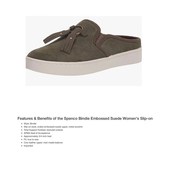 Revitalign Spenco Bindie Fossil Suede Snake Embossed Mules Size 9D NIB - Picture 10 of 10